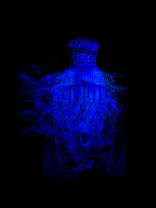 Lapis Blue Silk Tasselled Gown
