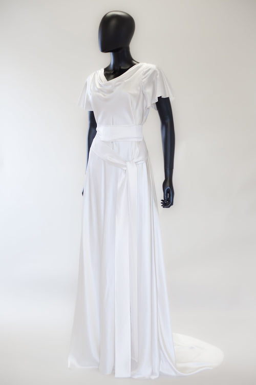 bias cut dress 1930s 1930 Flutter' Silk Satin White Bias Cut Gown – ALEXANDRA-KING