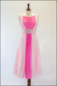 barbie pink 1960s silk chiffon party dress alexandra king vintage