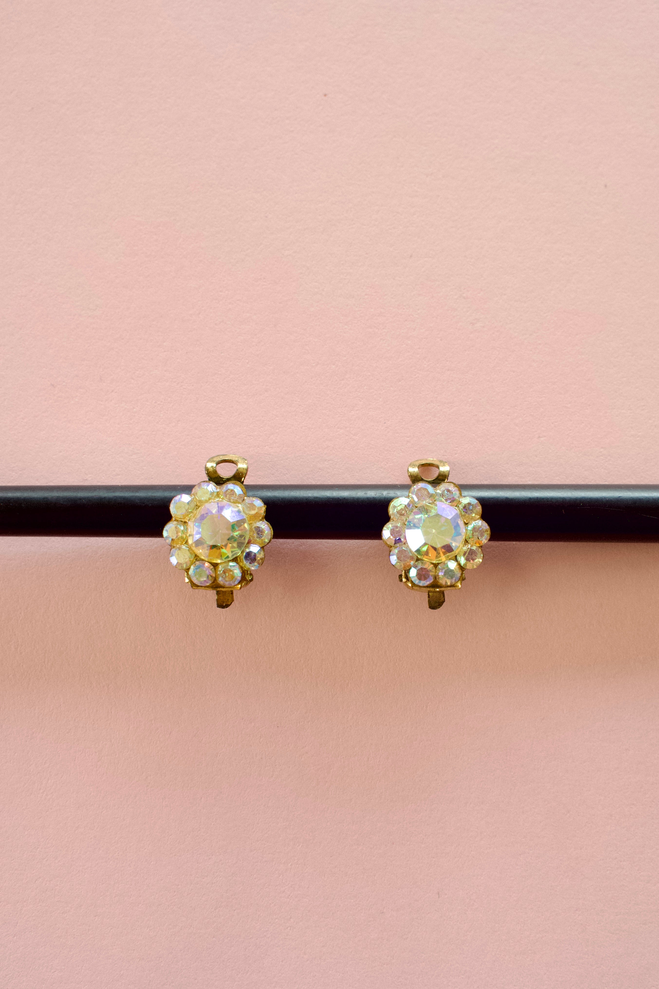 Vintage 1960s Iridescent Crystal Earrings