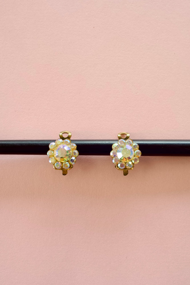 Vintage 1960s Iridescent Crystal Earrings