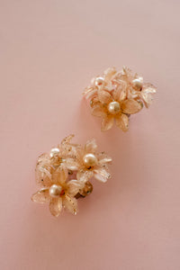 Vintage 1960s Peach Blossom Plastic Earrings
