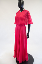 Vintage 1970s Hot Pink Chiffon Maxi Dress