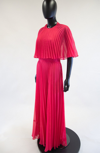 Vintage 1970s Hot Pink Chiffon Maxi Dress