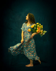 Belle Dress in Blue Floral Muslin