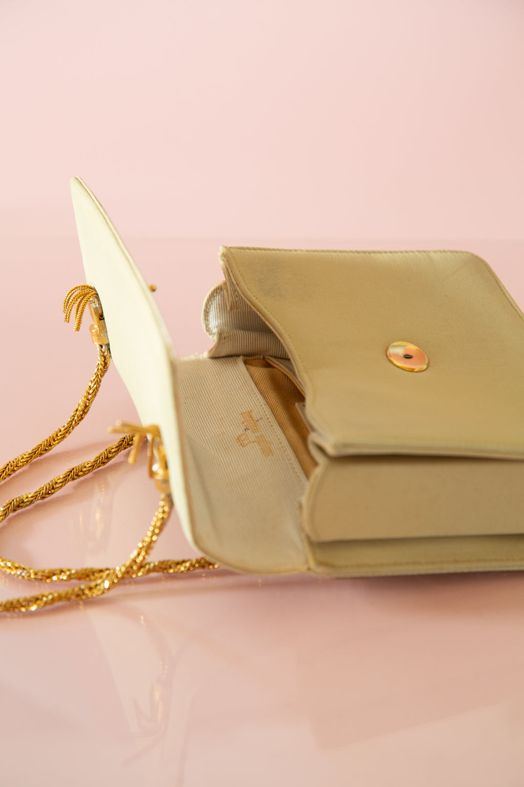 Vintage 1950s Silk Pale Green Gold Bag