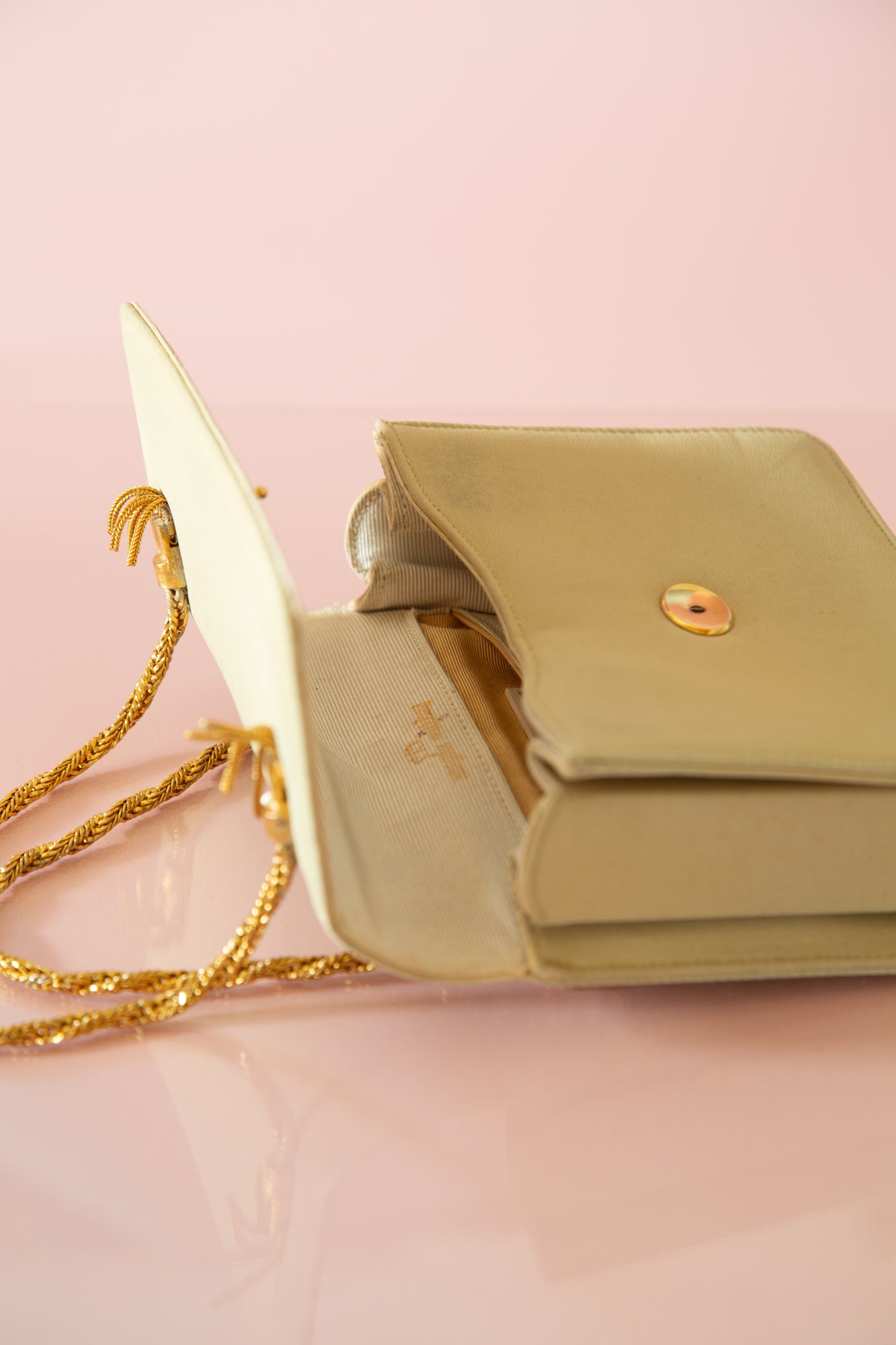 Vintage 1950s Silk Pale Green Gold Bag