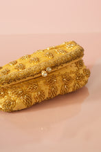 Vintage 1960s Gold Beaded Satin Purse