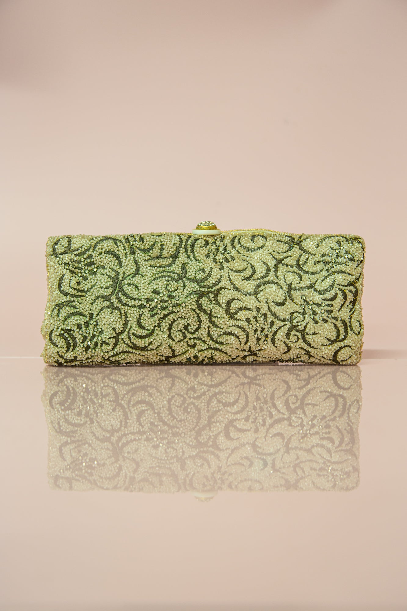 Vintage 1930s Beaded Ivory and Gold Clutch Bag