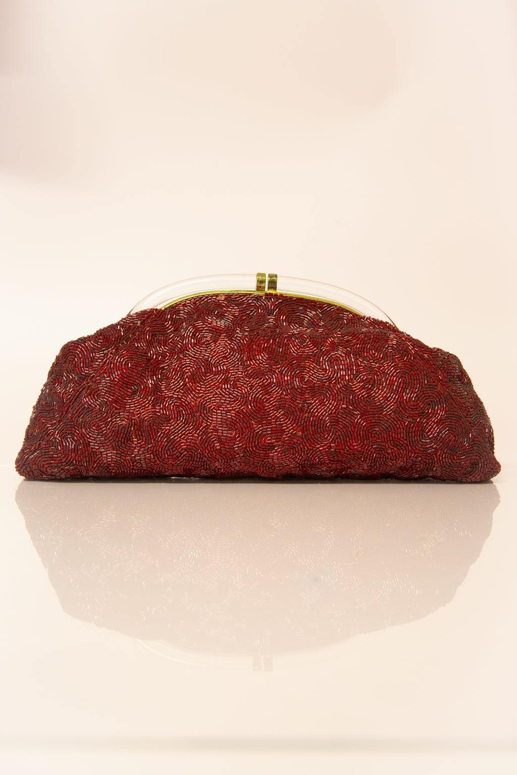Vintage 1930s Large Red Bugle Beaded Clutch Bag