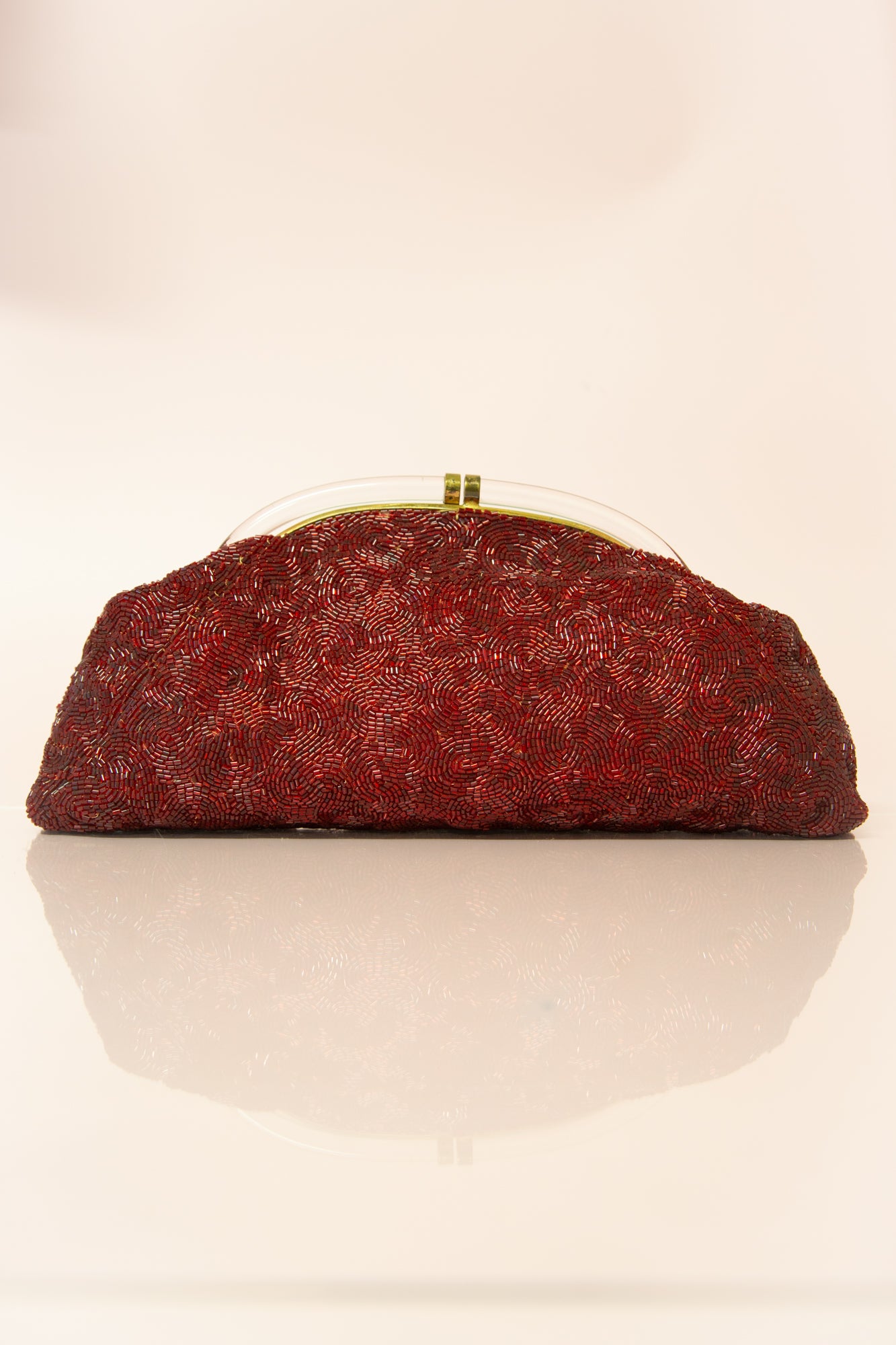 Vintage 1930s Large Red Bugle Beaded Clutch Bag