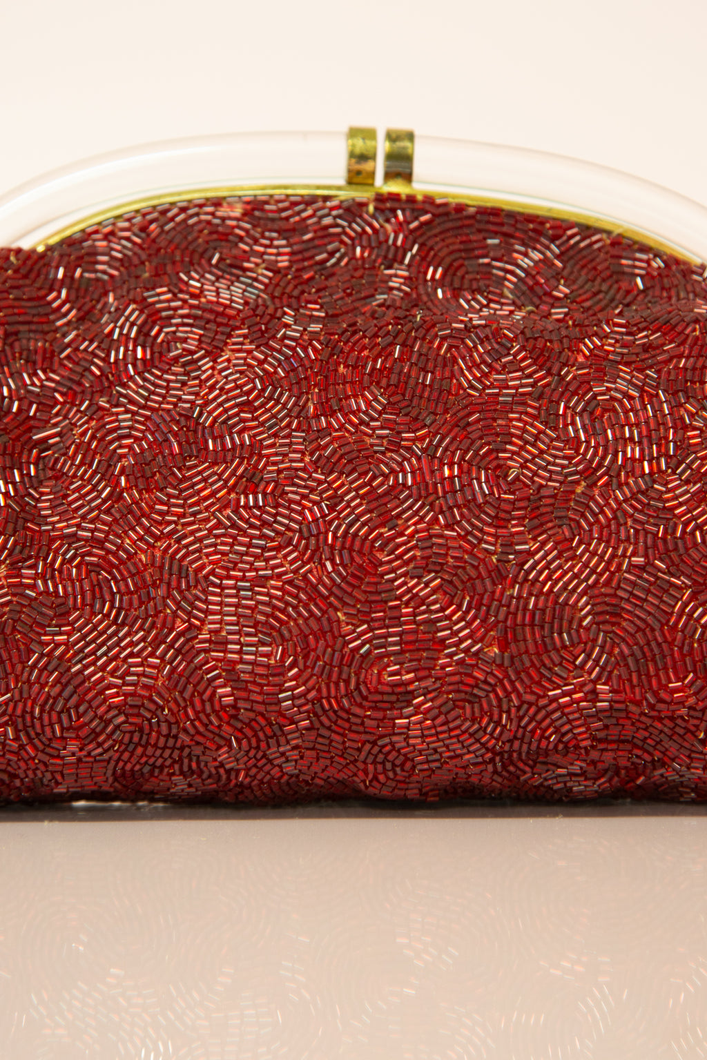 Vintage 1930s Large Red Bugle Beaded Clutch Bag