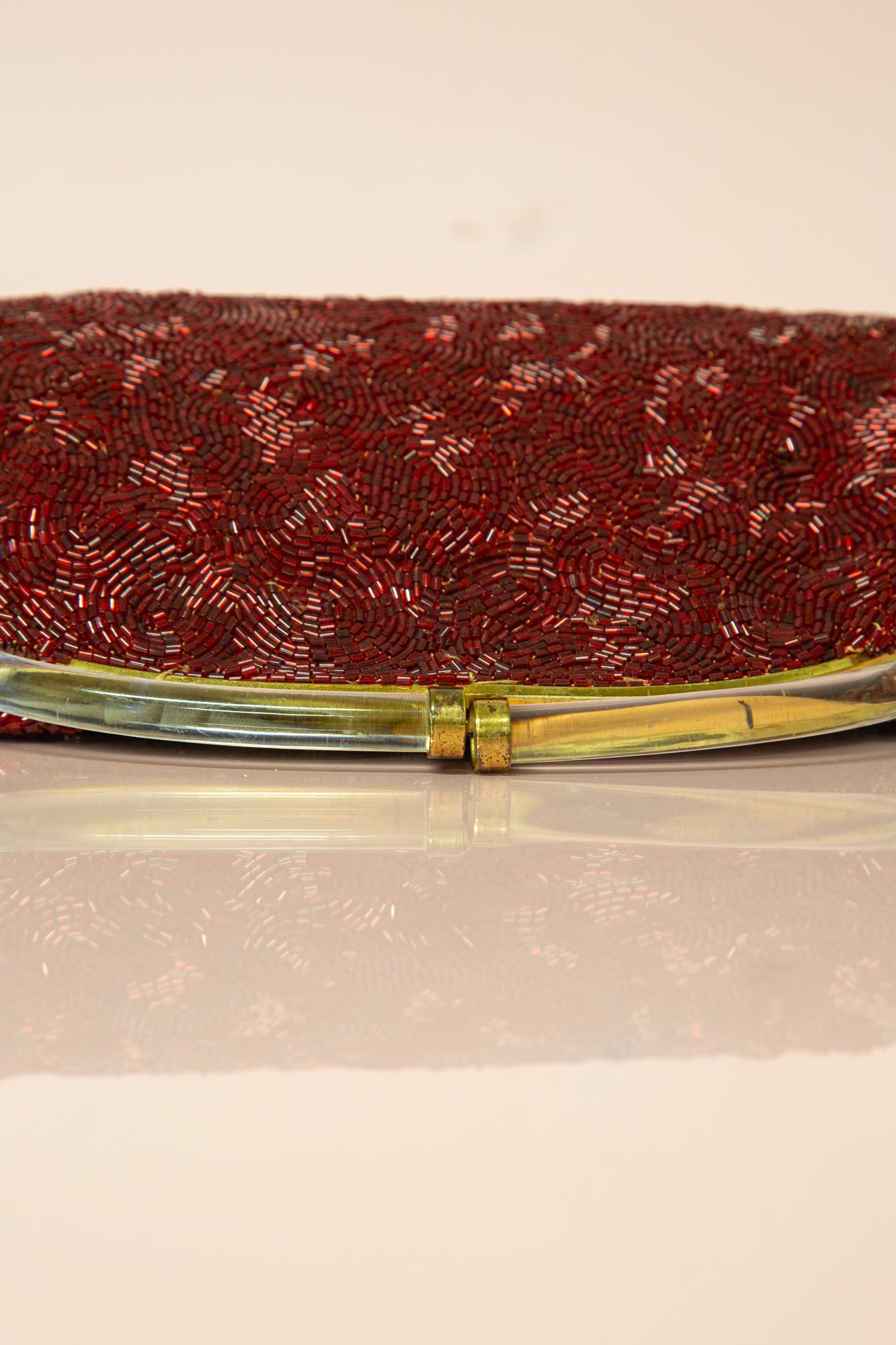 Vintage 1930s Large Red Bugle Beaded Clutch Bag