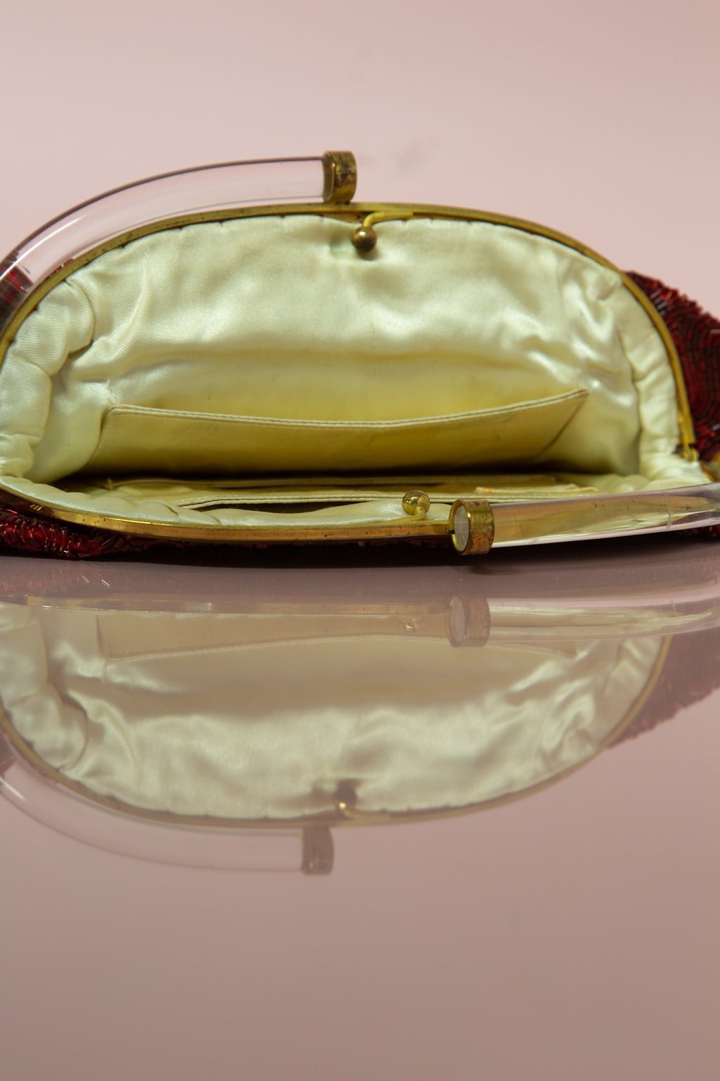 Vintage 1930s Large Red Bugle Beaded Clutch Bag