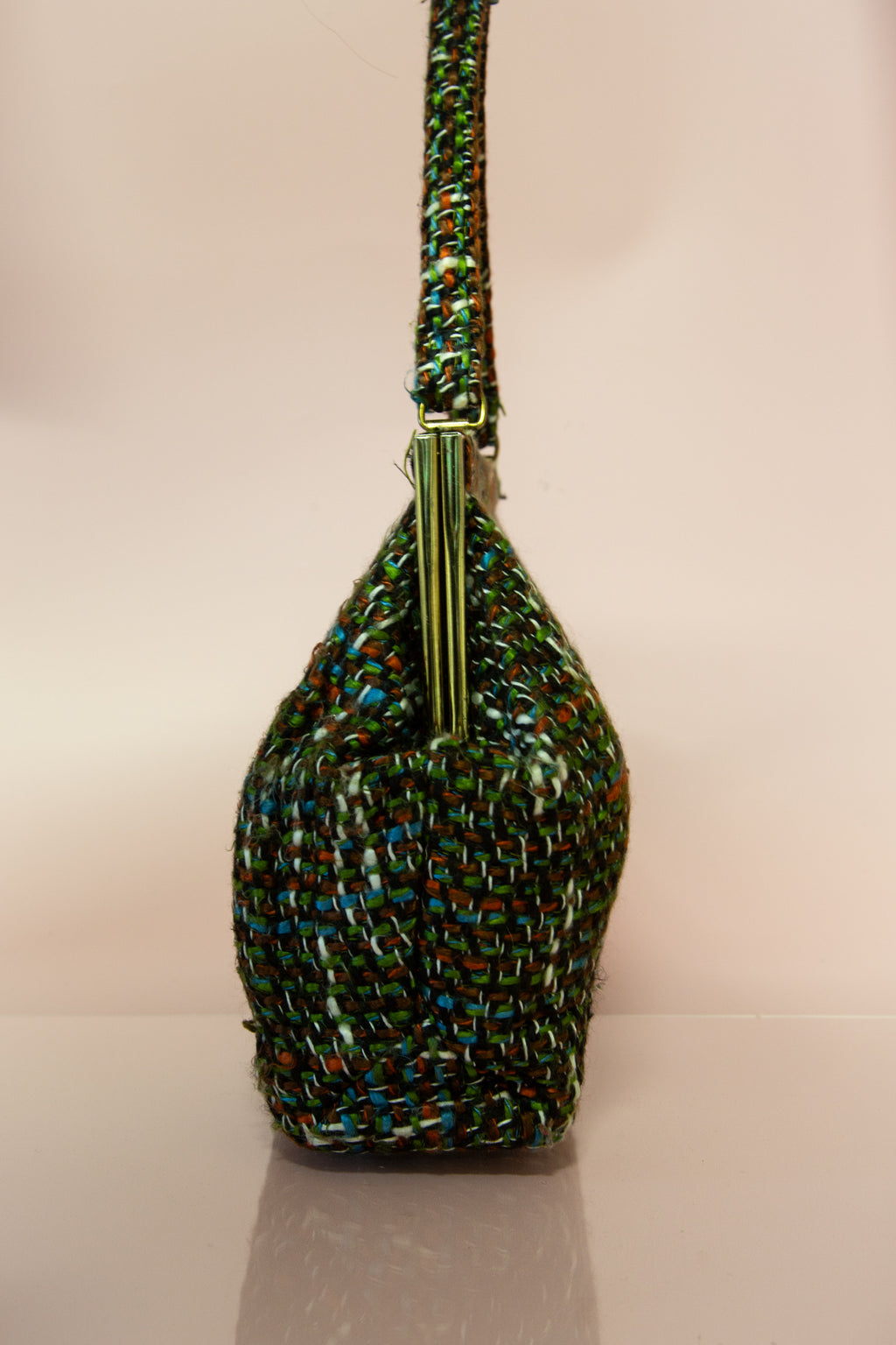 Vintage 1960s Green Tweed Handbag