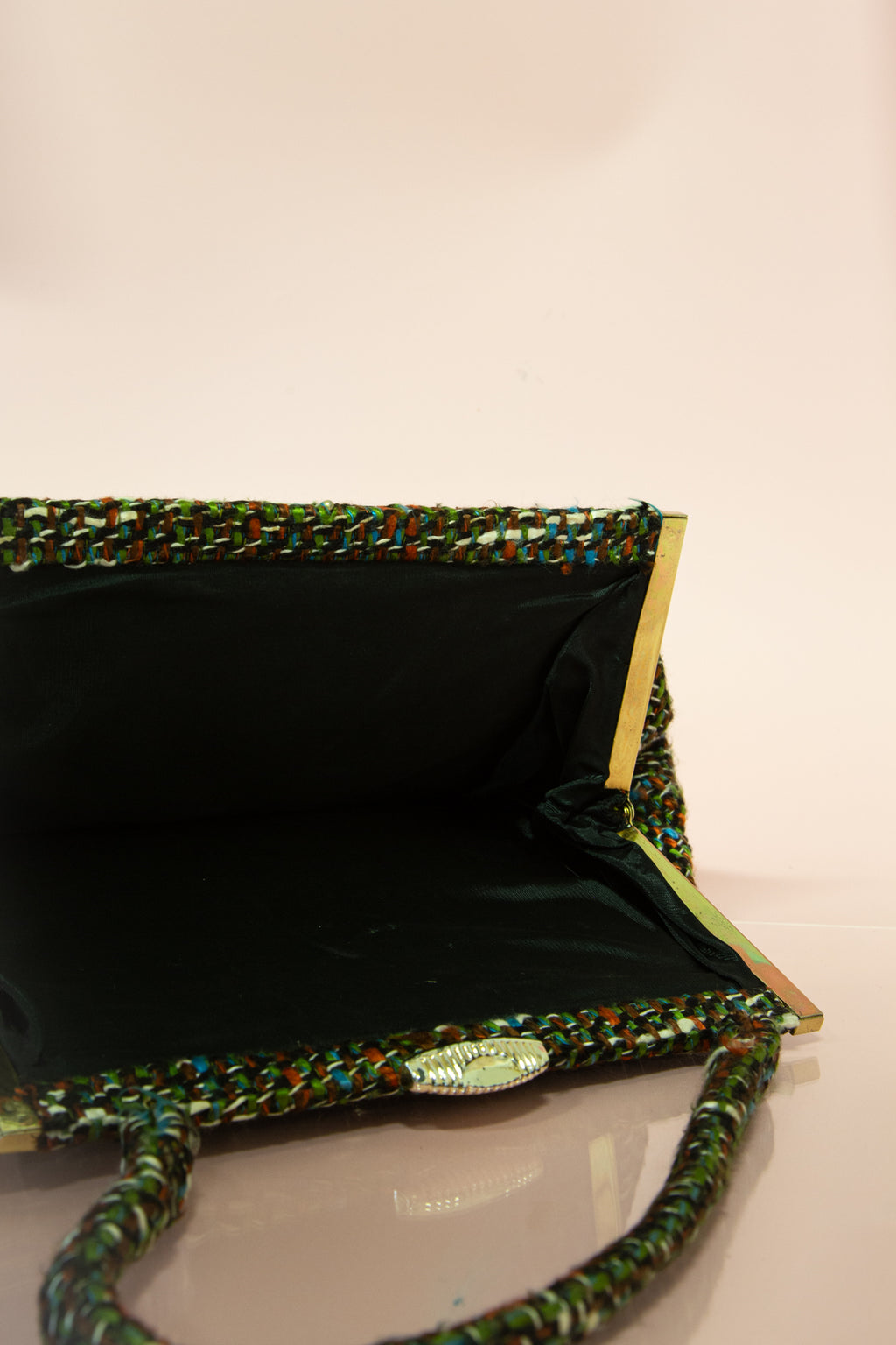 Vintage 1960s Green Tweed Handbag