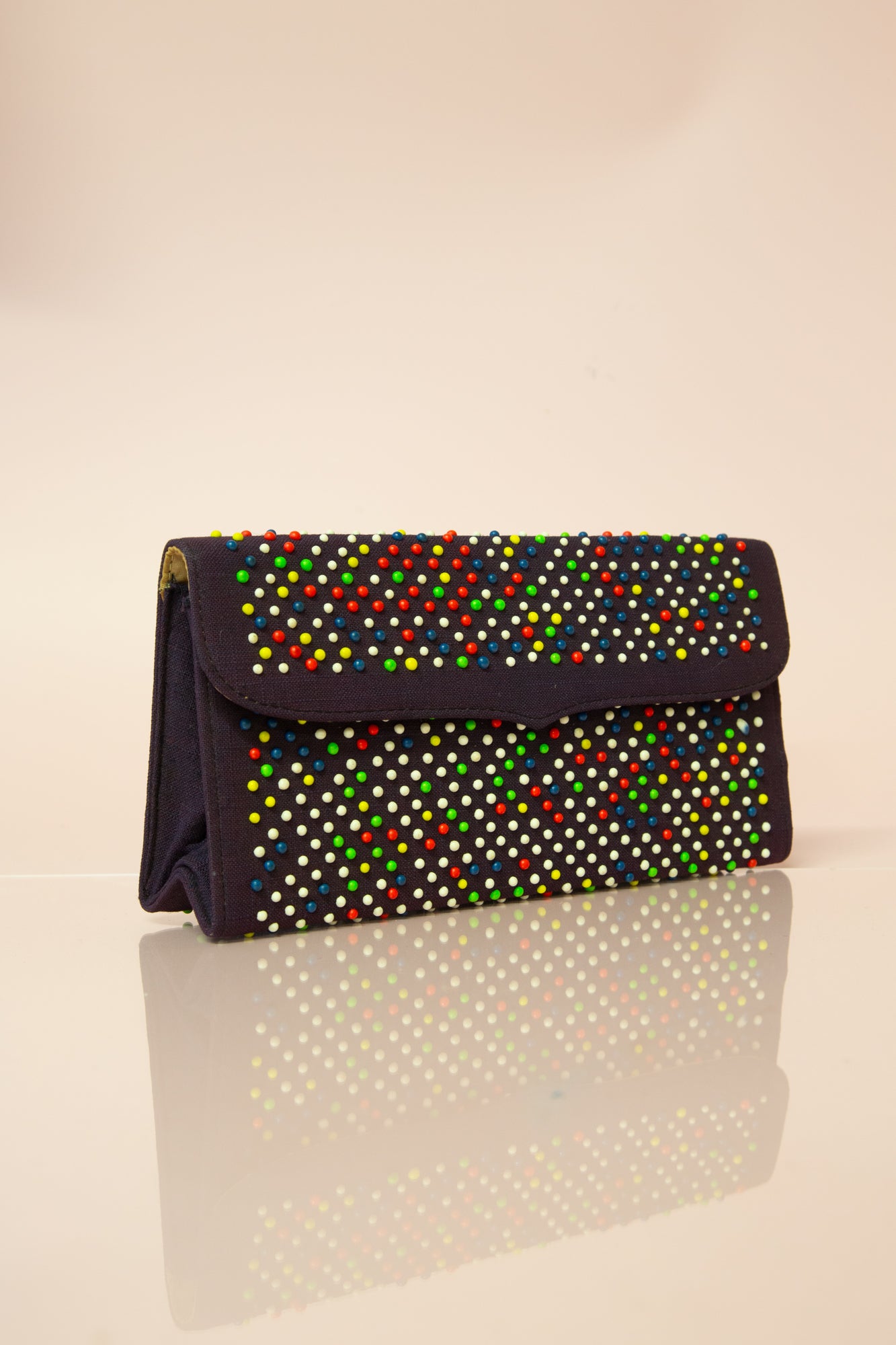 Vintage 1940s Blue Bobble Bead Clutch Bag