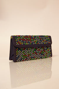 Vintage 1940s Blue Bobble Bead Clutch Bag