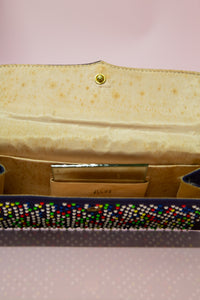 Vintage 1940s Blue Bobble Bead Clutch Bag