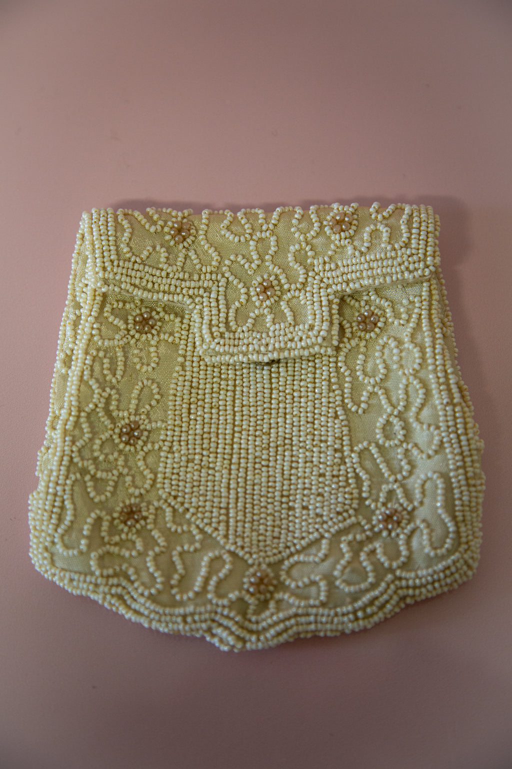 Vintage 1920s Pearl Beaded Belt Bag