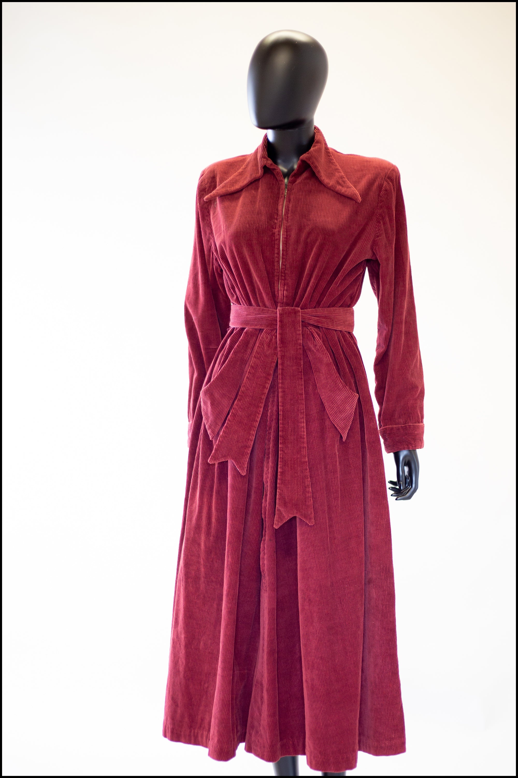 1940s corduroy cord house dress alexandra king vintage