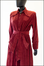 Vintage 1940s Burgundy Corduroy House Dress