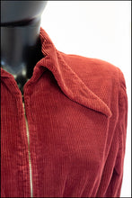 Vintage 1940s Burgundy Corduroy House Dress