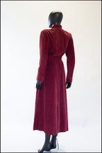 Vintage 1940s Burgundy Corduroy House Dress
