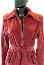 Vintage 1940s Burgundy Corduroy House Dress