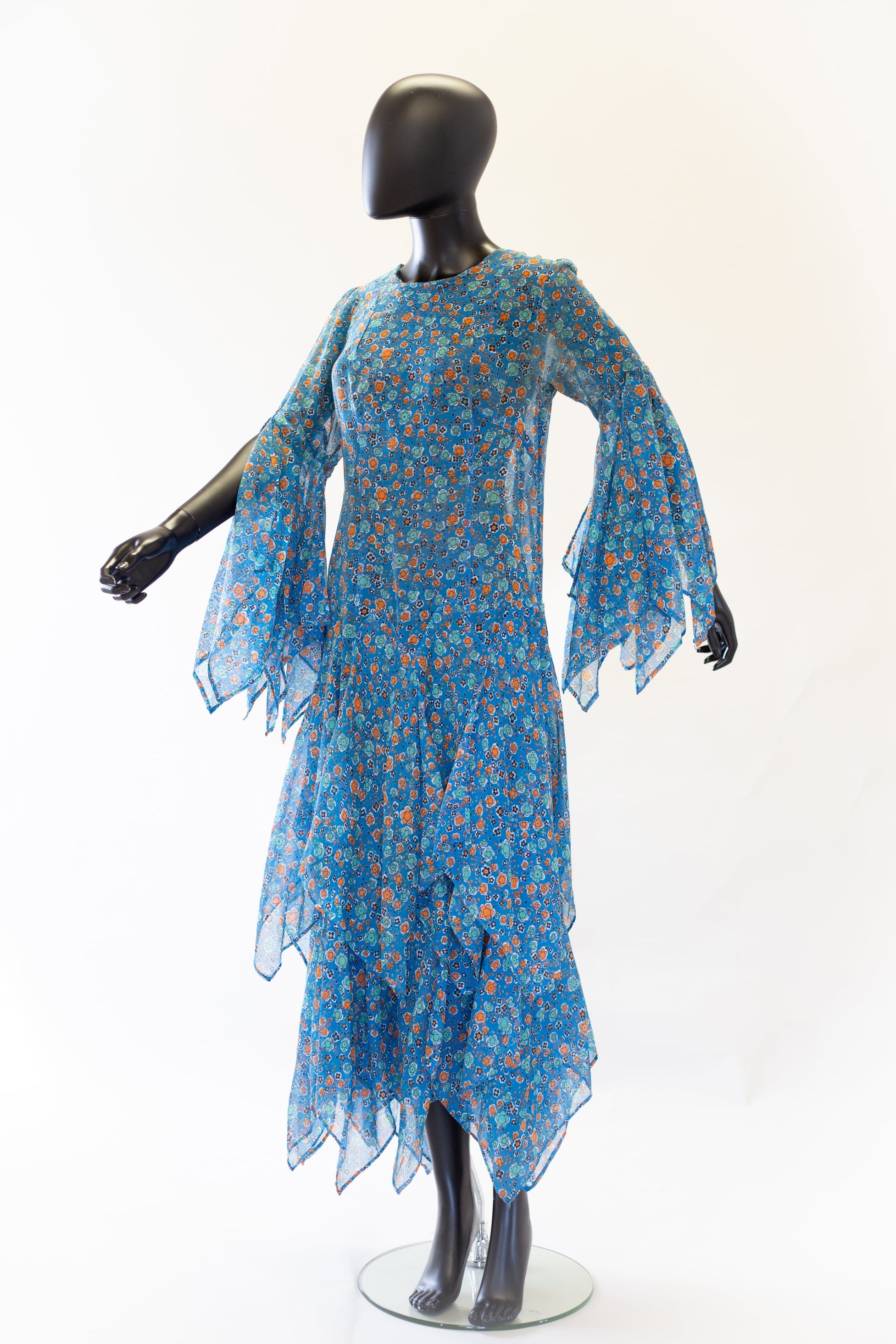 Vintage 1970s Blue Cotton Voile Maxi Dress ALEXANDRA-KING Vintage 1970s Blue Cotton Voile Maxi Dress ALEXANDRA-KING