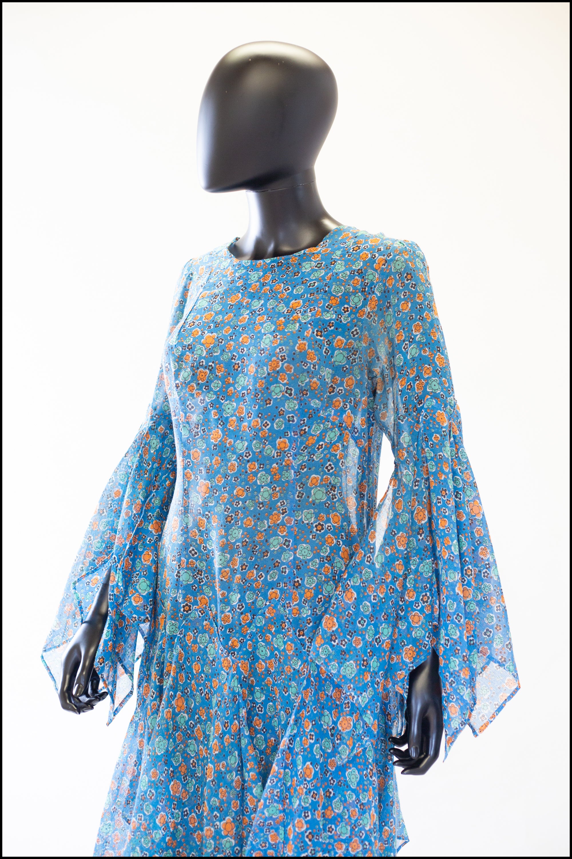 Vintage 1970s Blue Cotton Voile Maxi Dress ALEXANDRA-KING Vintage 1970s Blue Cotton Voile Maxi Dress ALEXANDRA-KING