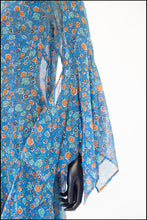 1970s blue and orange floral print