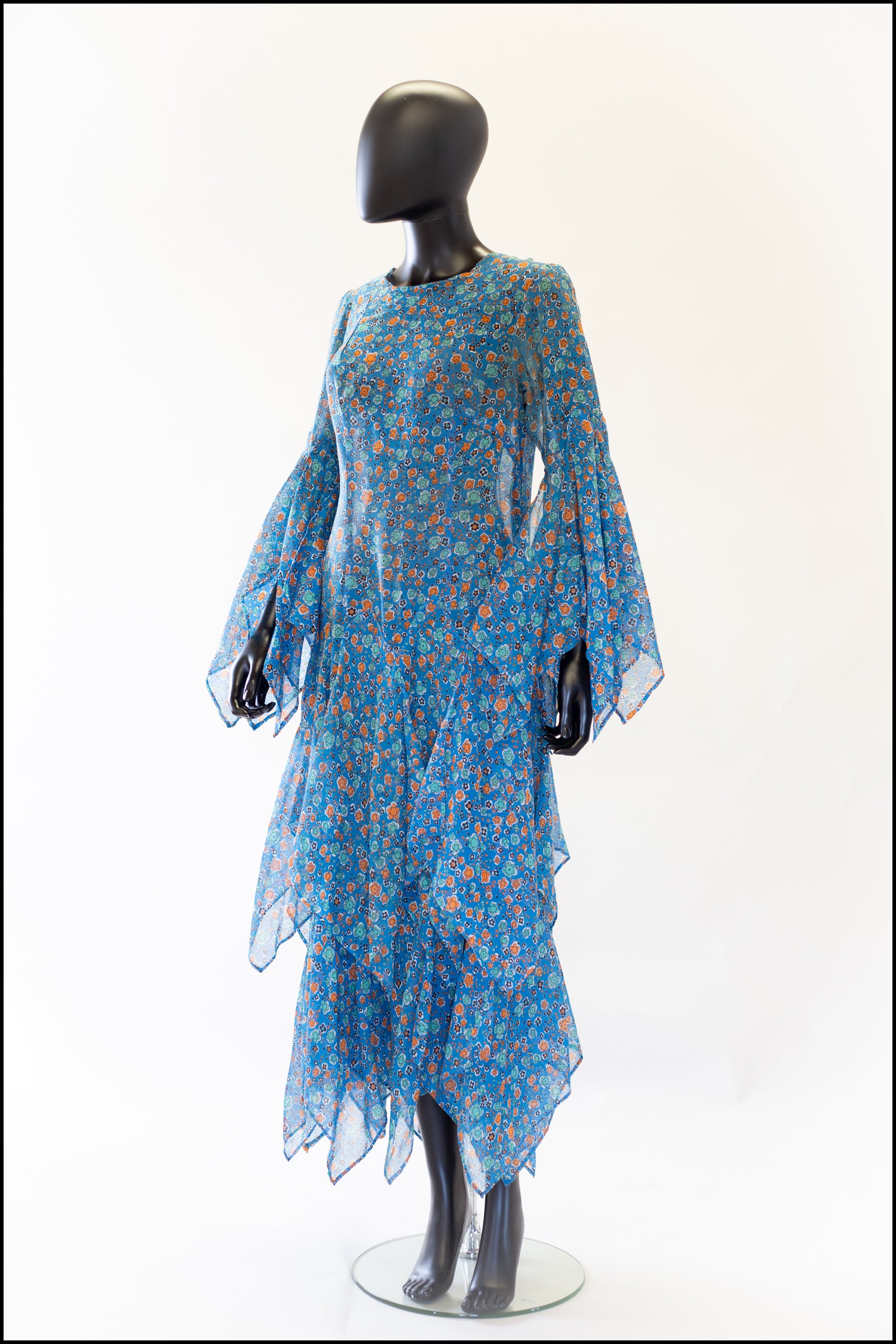 Vintage 1970s Blue Cotton Voile Maxi Dress ALEXANDRA-KING Vintage 1970s Blue Cotton Voile Maxi Dress ALEXANDRA-KING
