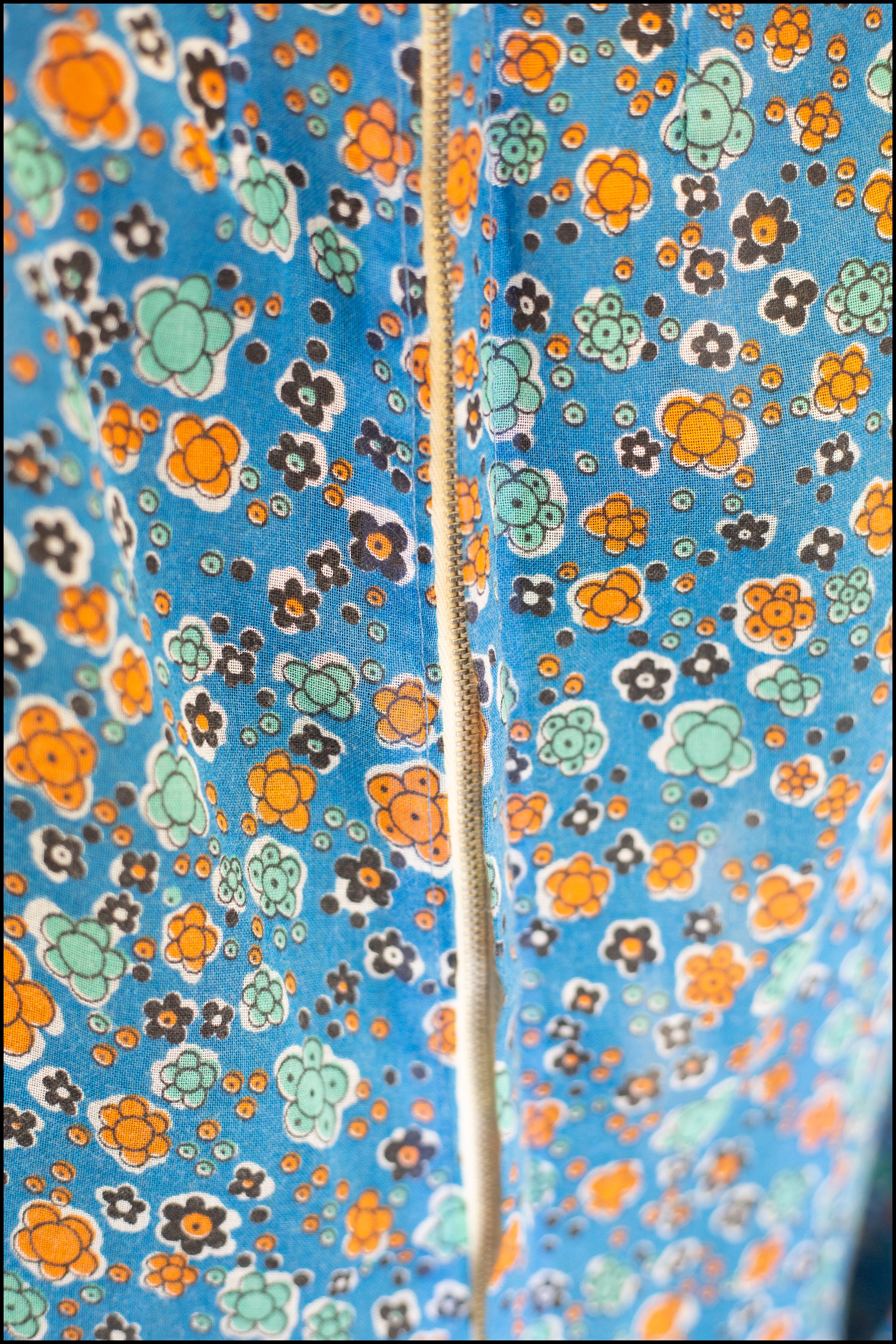 Vintage 1970s Blue Cotton Voile Handkerchief Dress