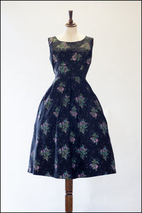 black floral 1950s dress alexandra king