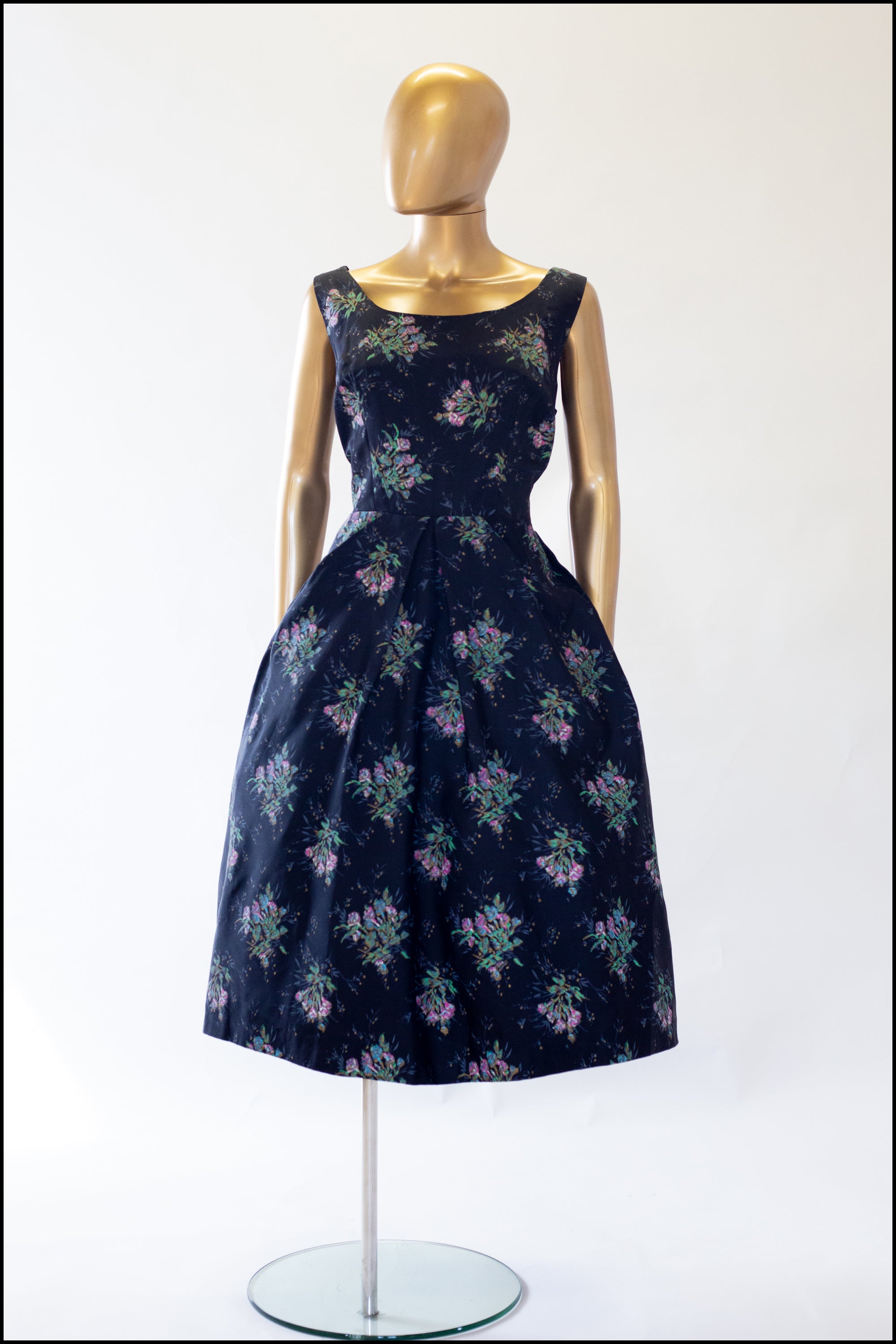 Vintage 1950s Black Floral Taffeta Dress – ALEXANDRA-KING