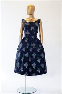 black floral 1950s dress alexandra king