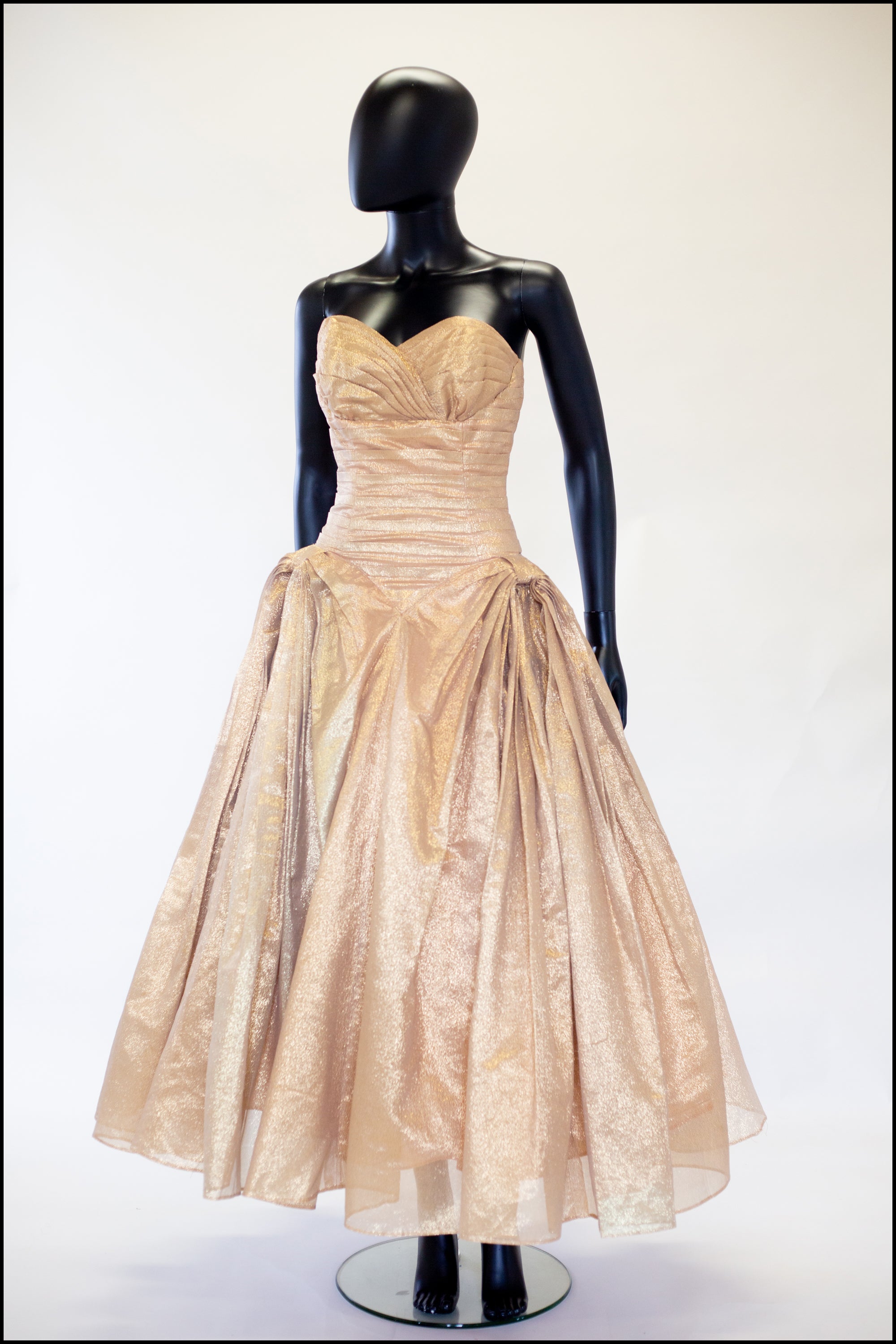 vintage 1950s gold metallic ballgown dress Alexandra King