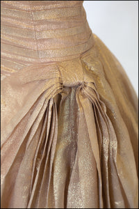 Vintage 1950s Gold Lame Ballgown Dress