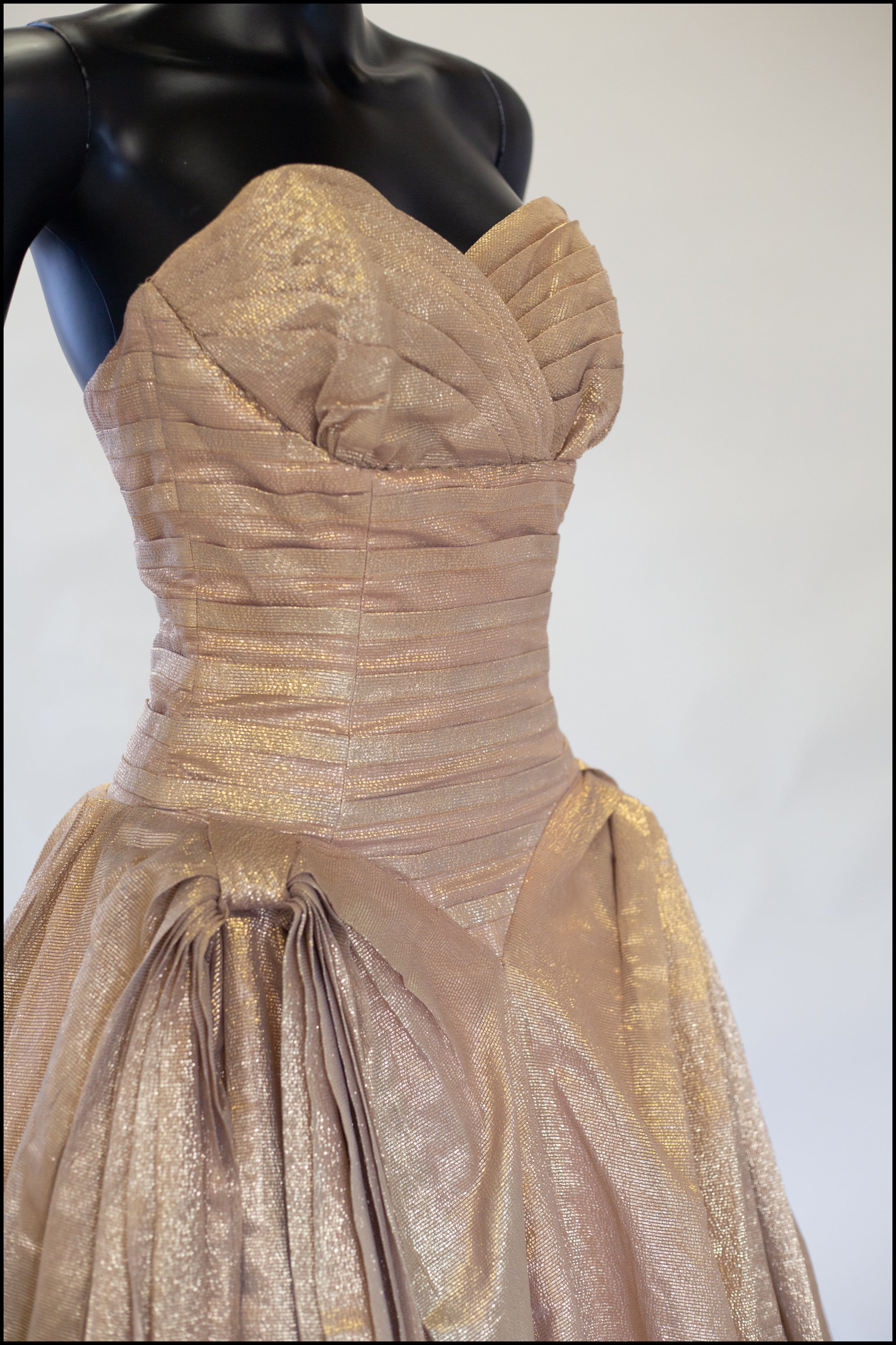 Vintage 1950s Gold Lame Ballgown Dress