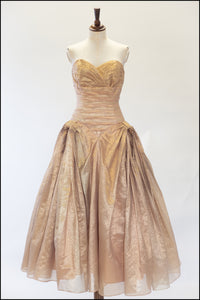 vintage 1950s gold metallic ballerina dress Alexandra King