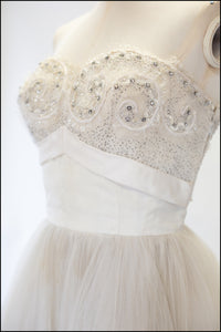 Vintage 1950s Oyster Tulle Beaded Dress