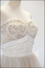 Vintage 1950s Oyster Tulle Beaded Dress