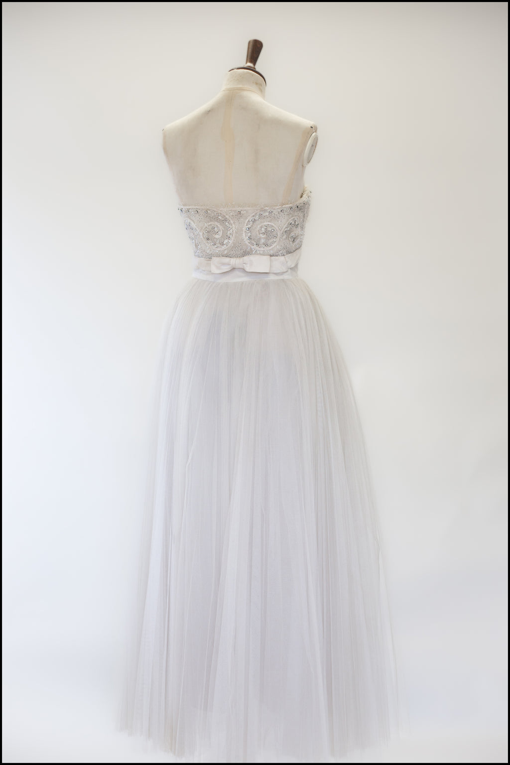 Vintage 1950s Oyster Tulle Beaded Dress