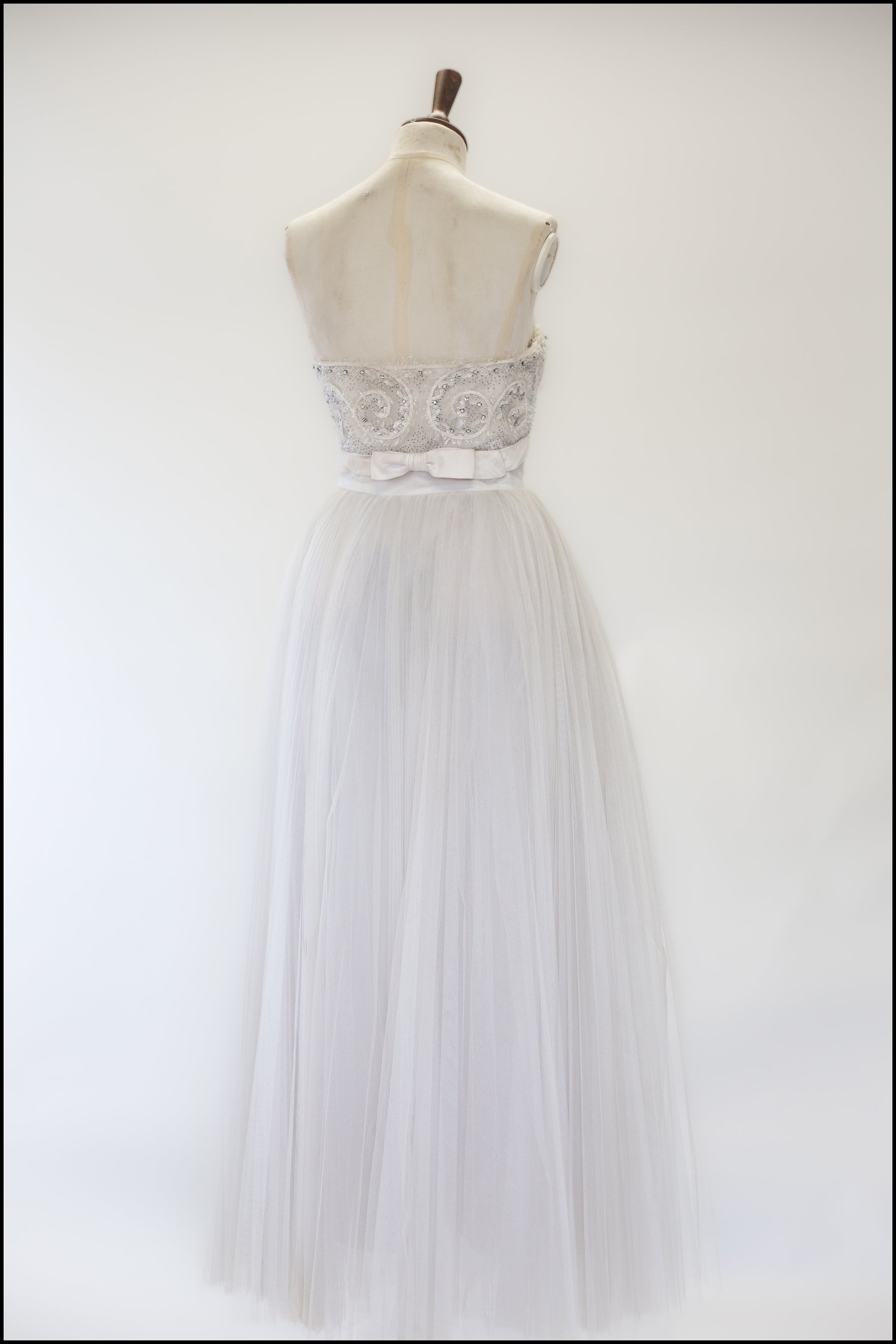 Vintage 1950s Oyster Tulle Beaded Dress