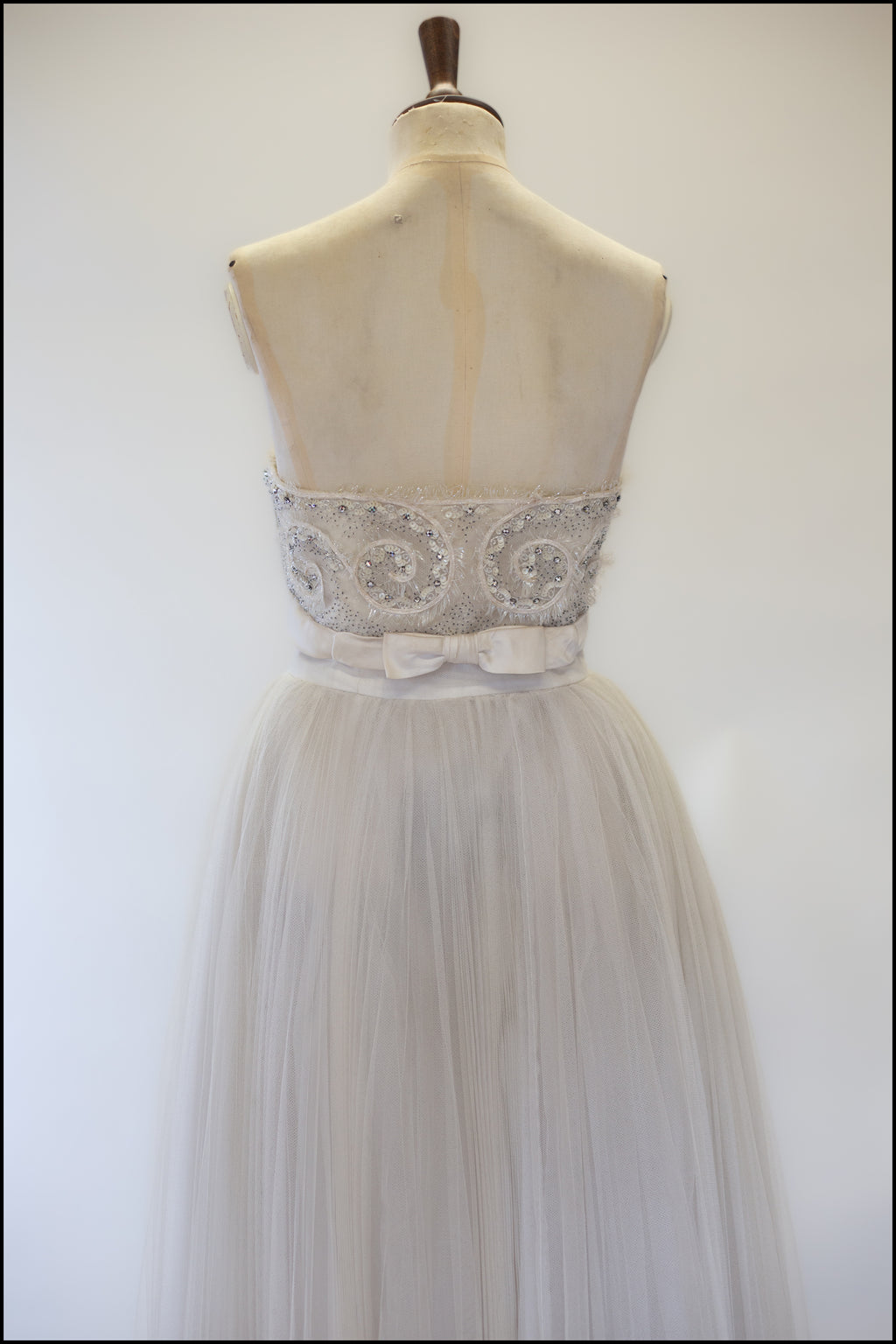 Vintage 1950s Oyster Tulle Beaded Dress