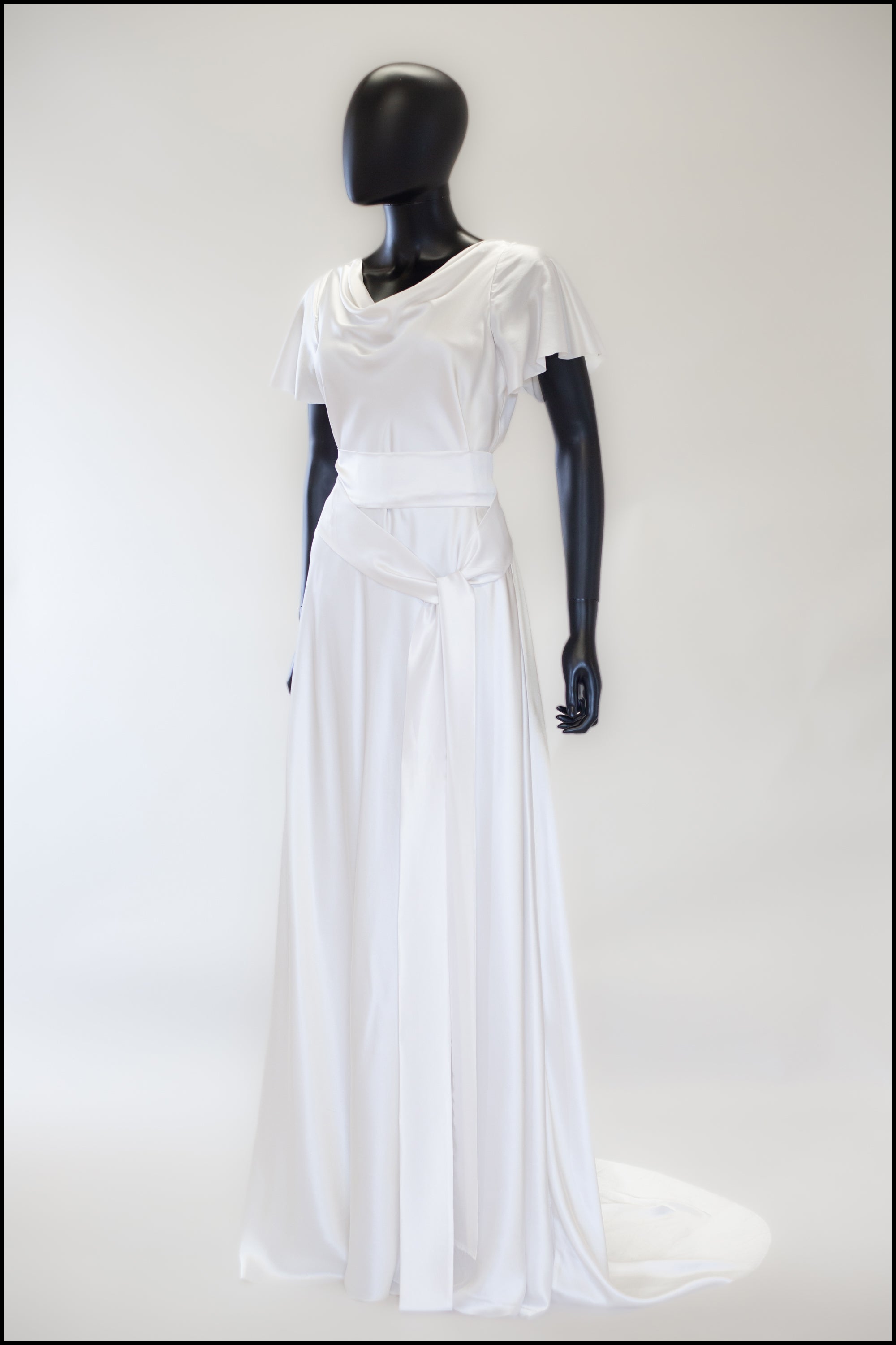 Sheath Cowl Neck Bridal Dress Vintage White Satin Wedding Dress,WW031 –  winkbridal
