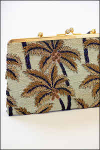 Vintage 1950s Beaded Palm Tree Handbag