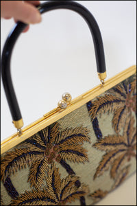 Vintage 1950s Beaded Palm Tree Handbag