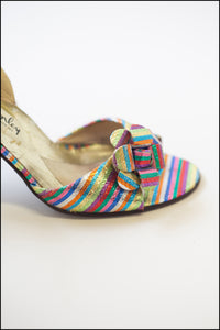 Vintage 1970s Rainbow Disco Sandals Size 5